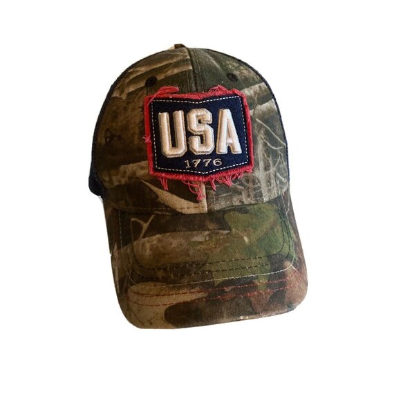 USA Camouflage 1776 Blue Mesh Back Baseball Cap Adjustable - Picture 1 of 6